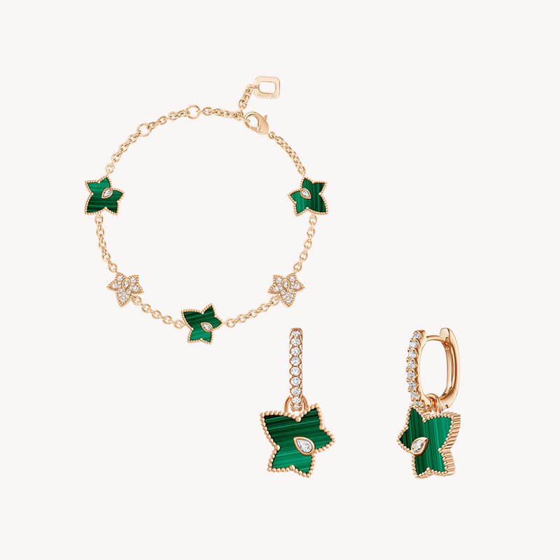 Malachite Bead Bracelet & Drop Earrings Set