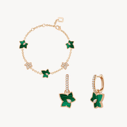 Malachite Bead Bracelet & Drop Earrings Set