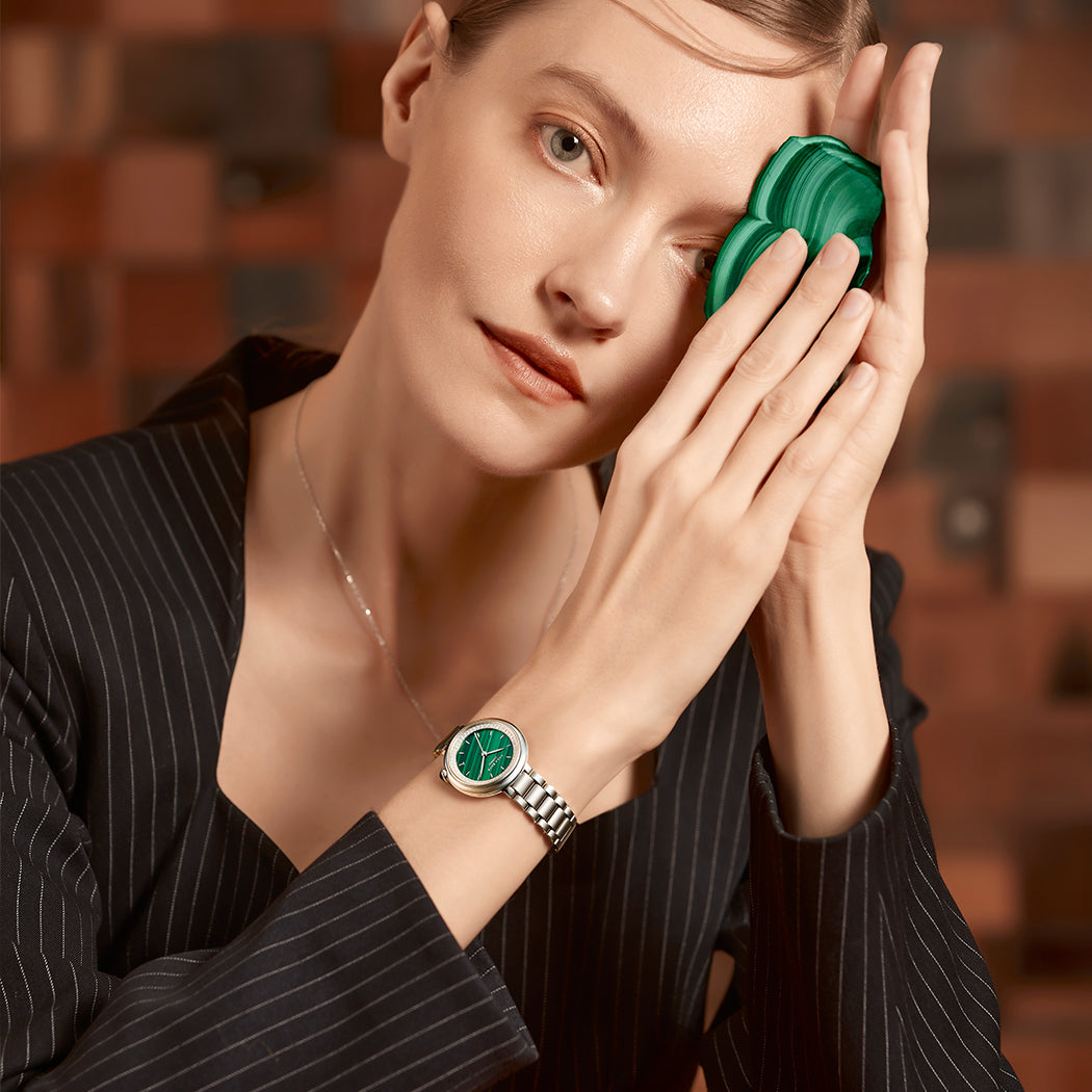 Malachite Watch With Zircon