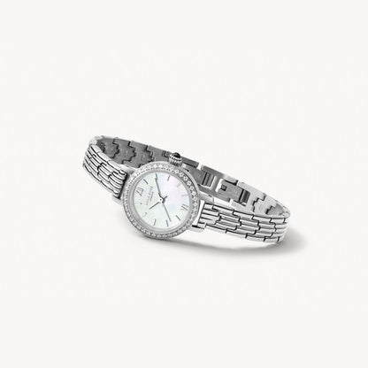 Silver Mother of Pearl Watch With Cubic Zirconia