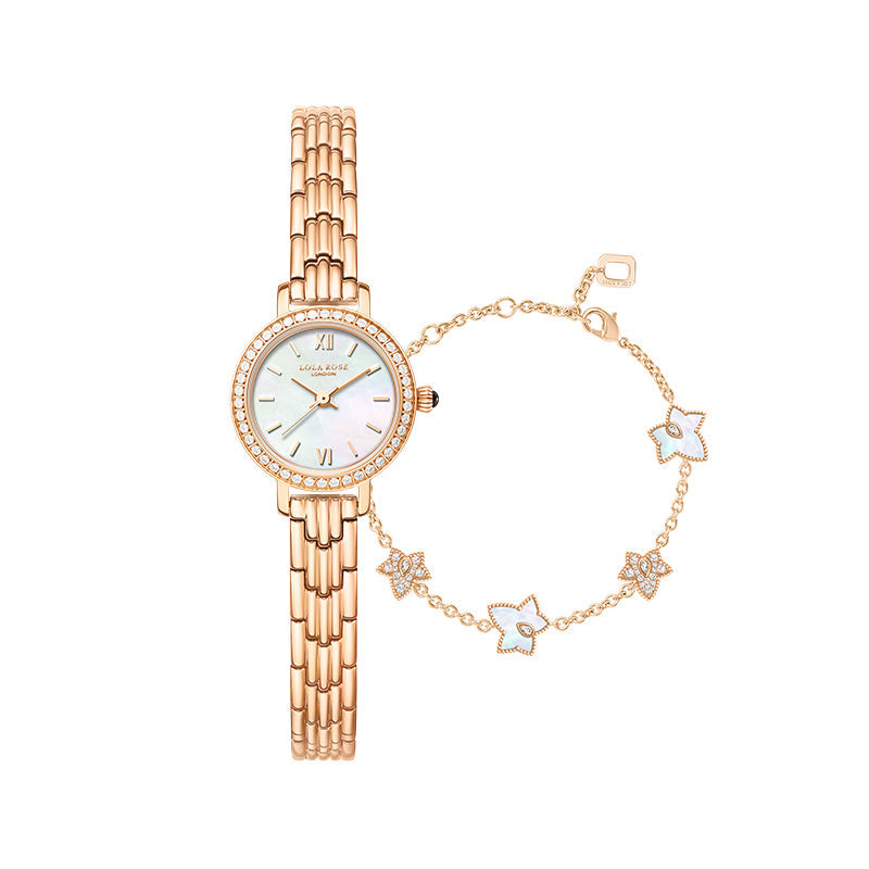 Rose Gold Mother of Pearl Watch & Ivy Bracelet Gift Set