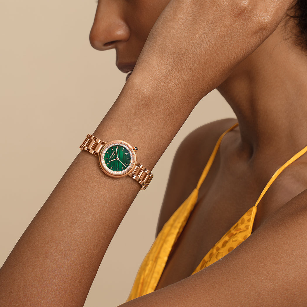 Malachite Watch With Rose Gold