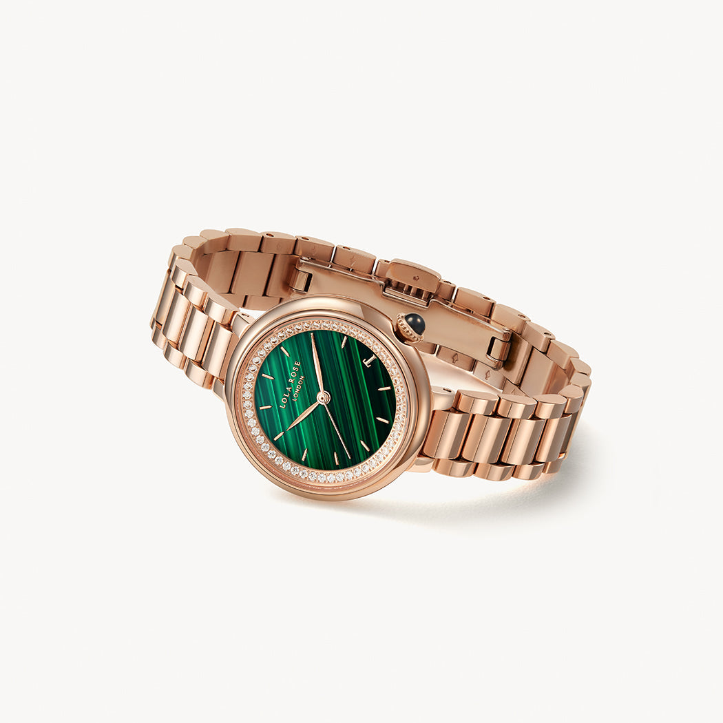Malachite Watch With Rose Gold