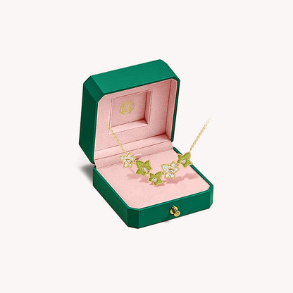 Lola Rose x AHALOLO Ivy Collection Green Calcite Necklace, 5-leaf motif