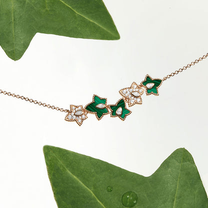 [New In] Malachite Bead Necklace, 5-leaf motif