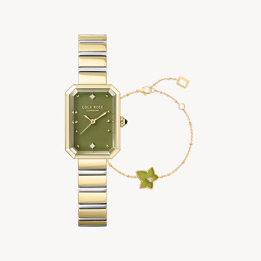 Ms. Lola Green Onyx Watch & Ivy Bead Bracelet Gift Set