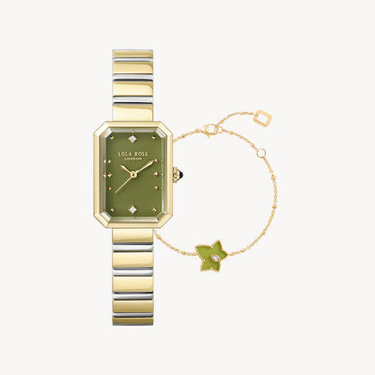 Ms. Lola Green Onyx Watch & Ivy Bead Bracelet Gift Set
