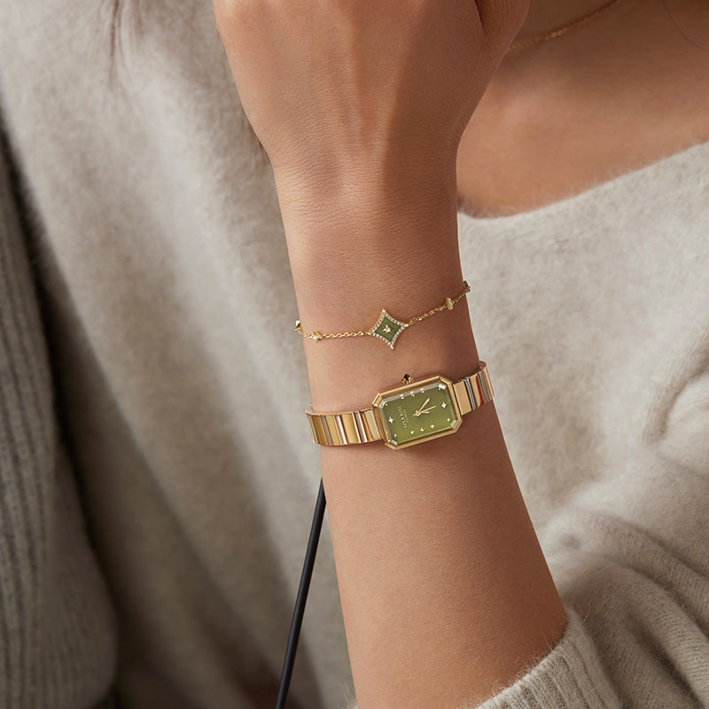 Ms. Lola Green Onyx Watch & Aventurine Starlight Bracelet Gift Set