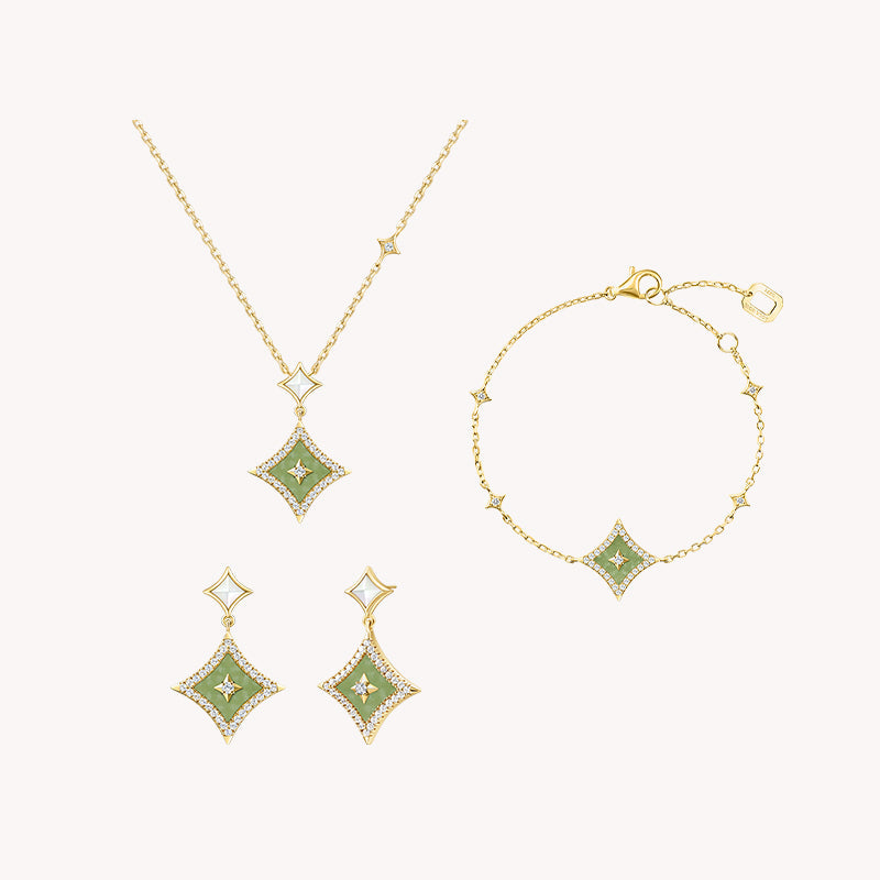 Aventurine Necklace & Earrings & Bracelet Gift Set