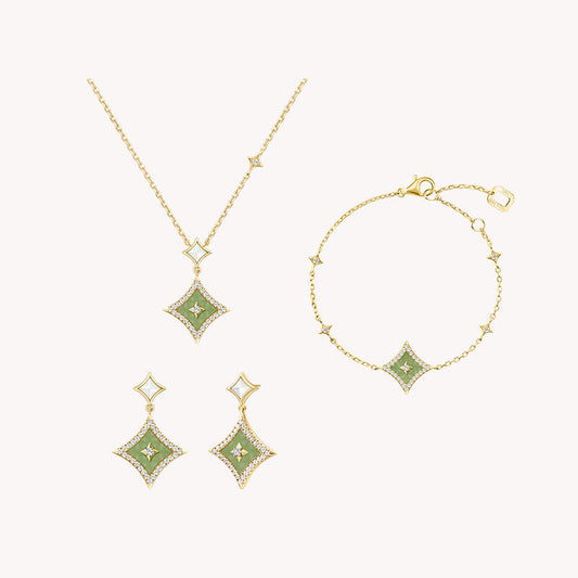 Aventurine Necklace & Earrings & Bracelet Gift Set