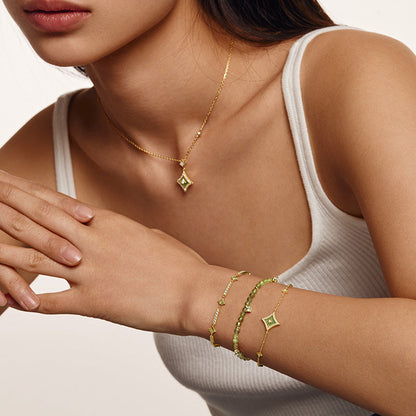 Aventurine & Synthetic Cubic Zirconia Bracelet