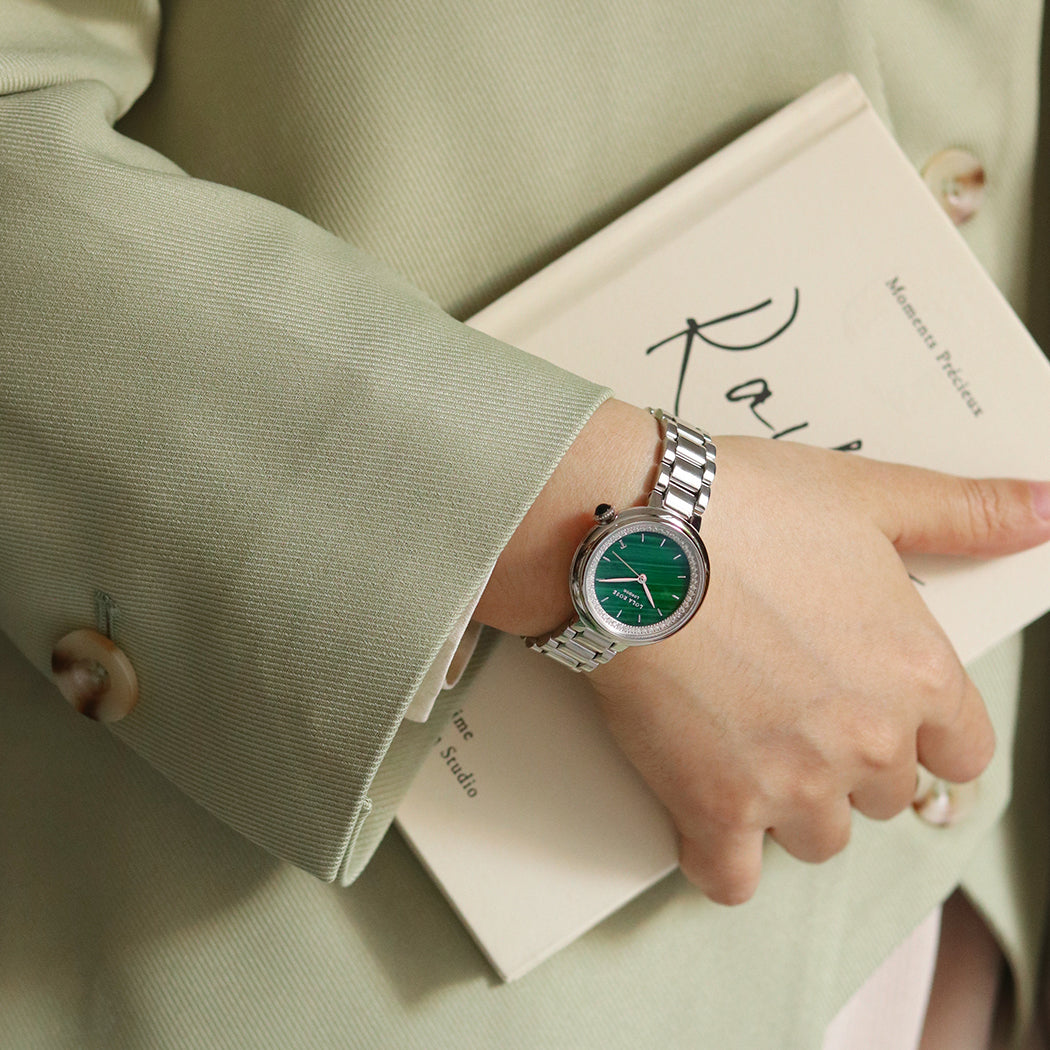 Malachite Watch With Zircon