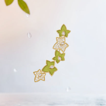 Lola Rose x AHALOLO Ivy Collection Green Calcite Brooch, 5-leaf motif