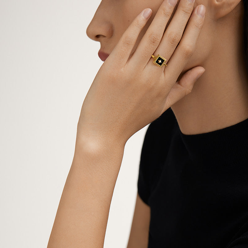 Gallery Black Onyx Stud Ring