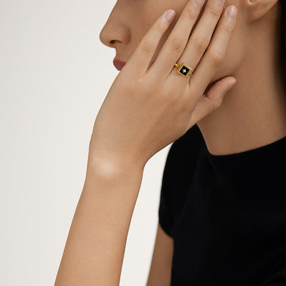 Gallery Black Onyx Stud Ring