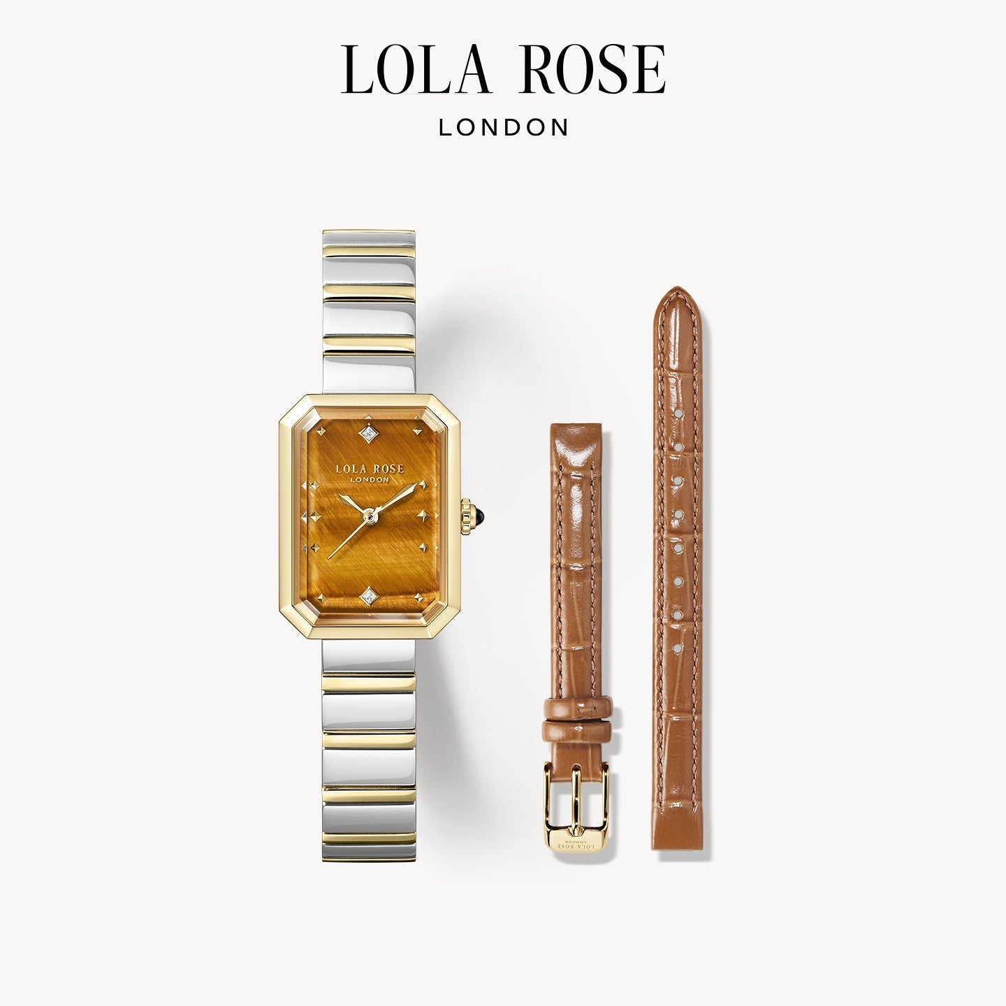 Ms Lola Tiger’s Eye Watch With Two Strap Set & Bracelet Gift Set