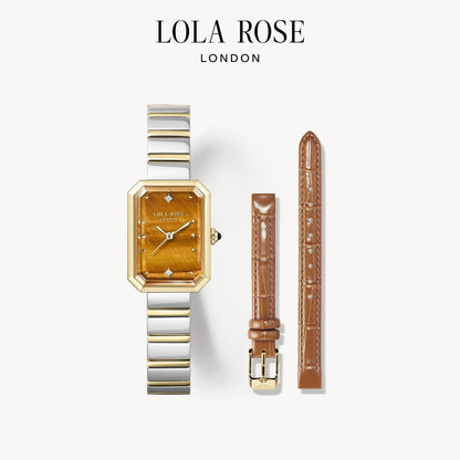Ms Lola Tiger’s Eye Watch With Two Strap Set & Bracelet Gift Set