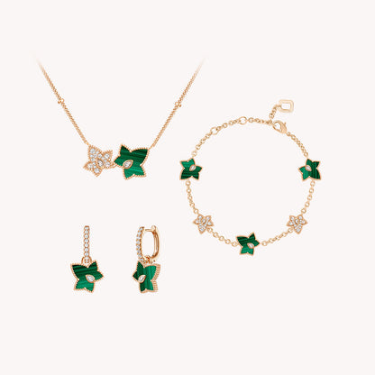 Malachite Bead Necklace & Earrings & Bracelet Gift Set