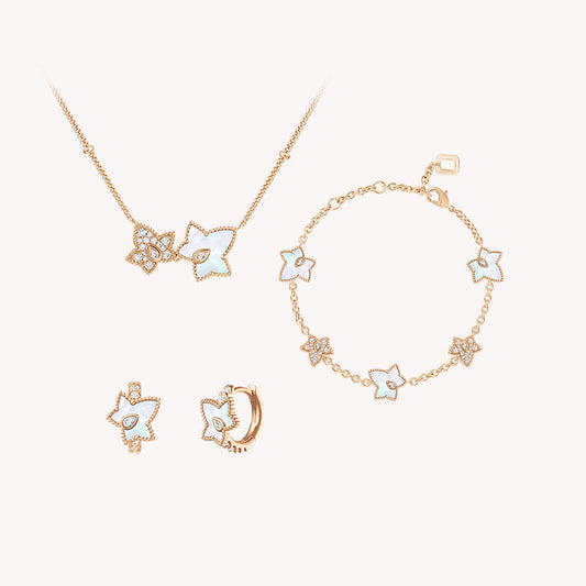 Mother of Pearl Bead Necklace & Earrings & Bracelet Gift Set