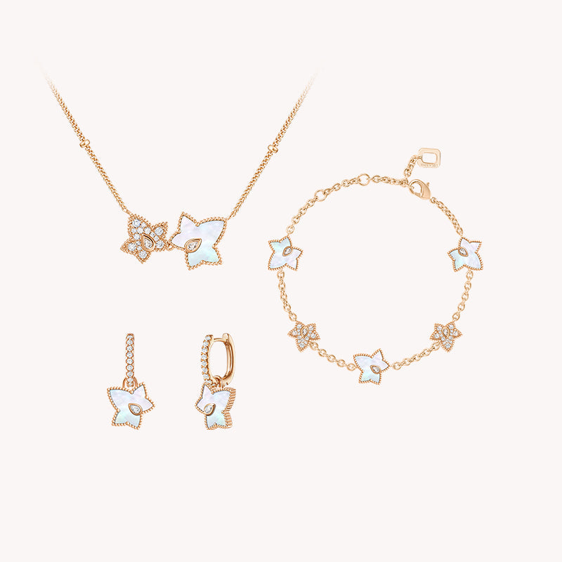 Mother of Pearl Bead Necklace & Earrings & Bracelet Gift Set