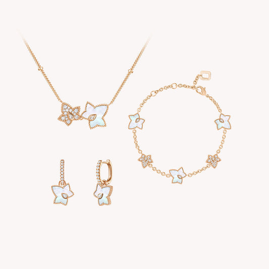 Mother of Pearl Bead Necklace & Earrings & Bracelet Gift Set
