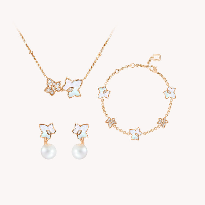 Mother of Pearl Bead Necklace & Earrings & Bracelet Gift Set