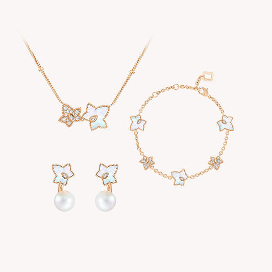 Mother of Pearl Bead Necklace & Earrings & Bracelet Gift Set