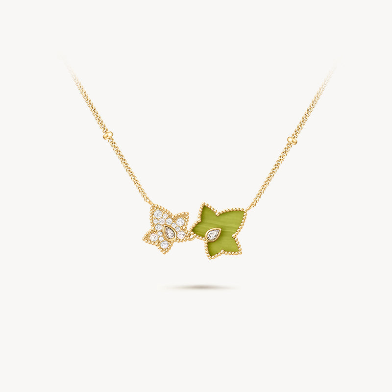 Lola Rose x AHALOLO lvy Collection Green Calcite Necklace, 2-leaf motif
