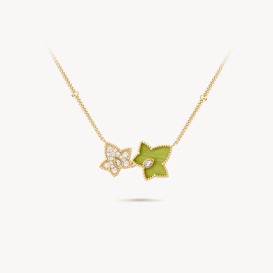 Lola Rose x AHALOLO lvy Collection Green Calcite Necklace, 2-leaf motif