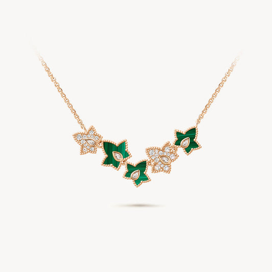 [New In] Malachite Bead Necklace, 5-leaf motif