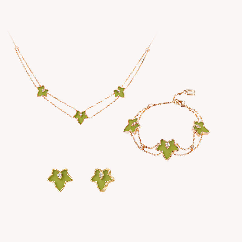 Green Onyx Necklace & Earrings & Bracelet Gift Set