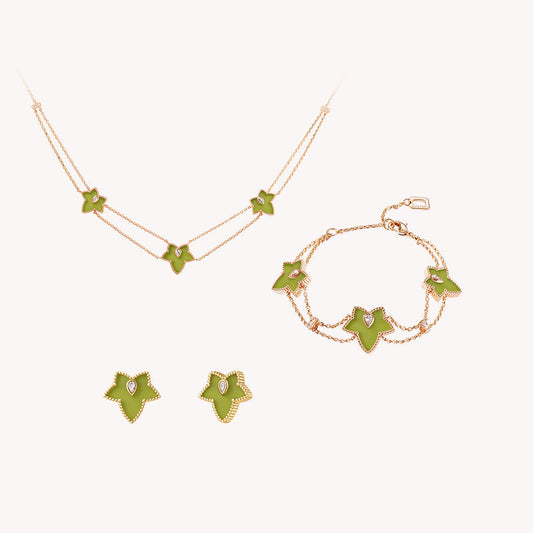 Green Onyx Necklace & Earrings & Bracelet Gift Set