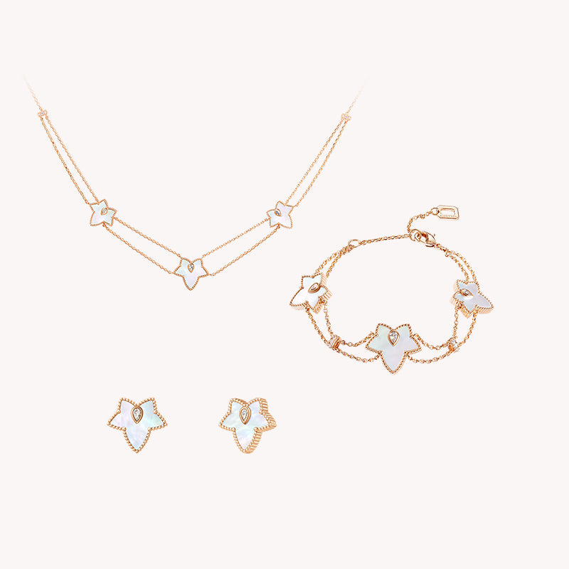 Mother of Pearl Necklace & Earrings & Bracelet Gift Set