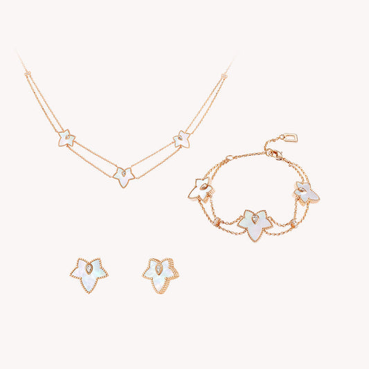 Mother of Pearl Necklace & Earrings & Bracelet Gift Set