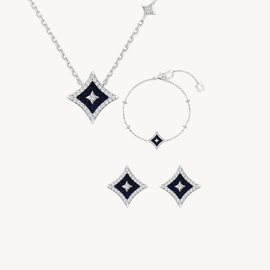Blue Sandstone Necklace & Bracelet & Earrings Gift Set