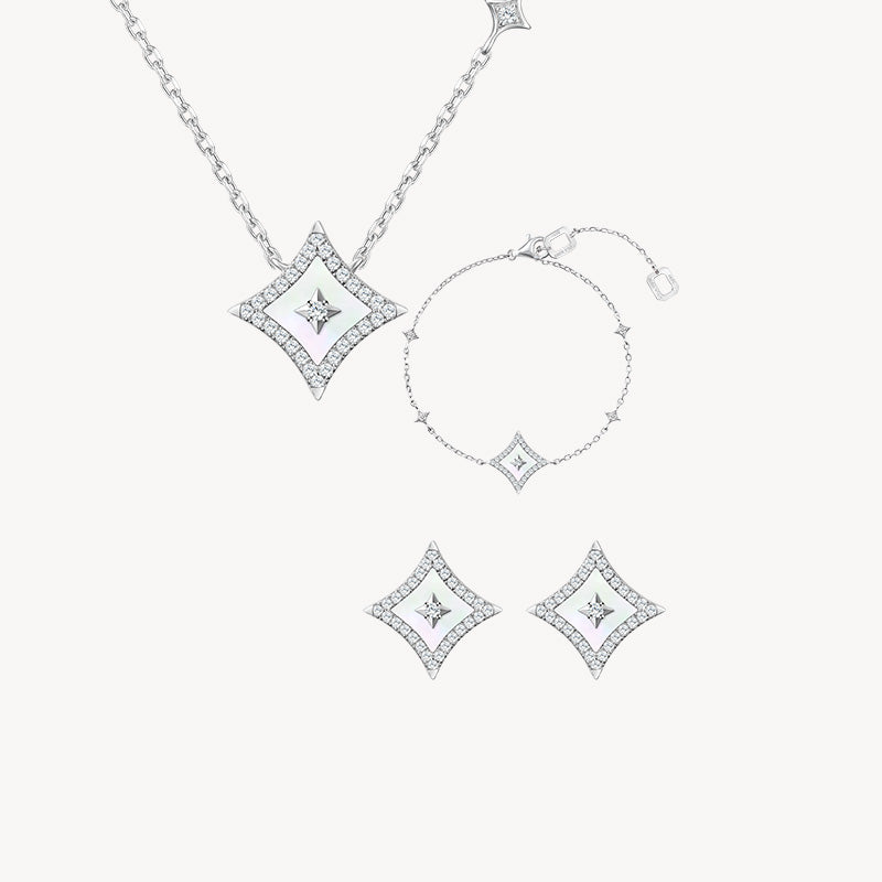 Mother-of-Pearl Necklace & Bracelet & Earrings Gift Set