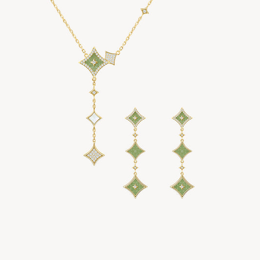 Aventurine Chain Necklace & Earrings Gift Set