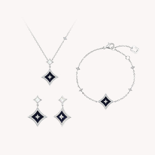 Blue Sandstone Necklace & Earrings & Bracelet Gift Set