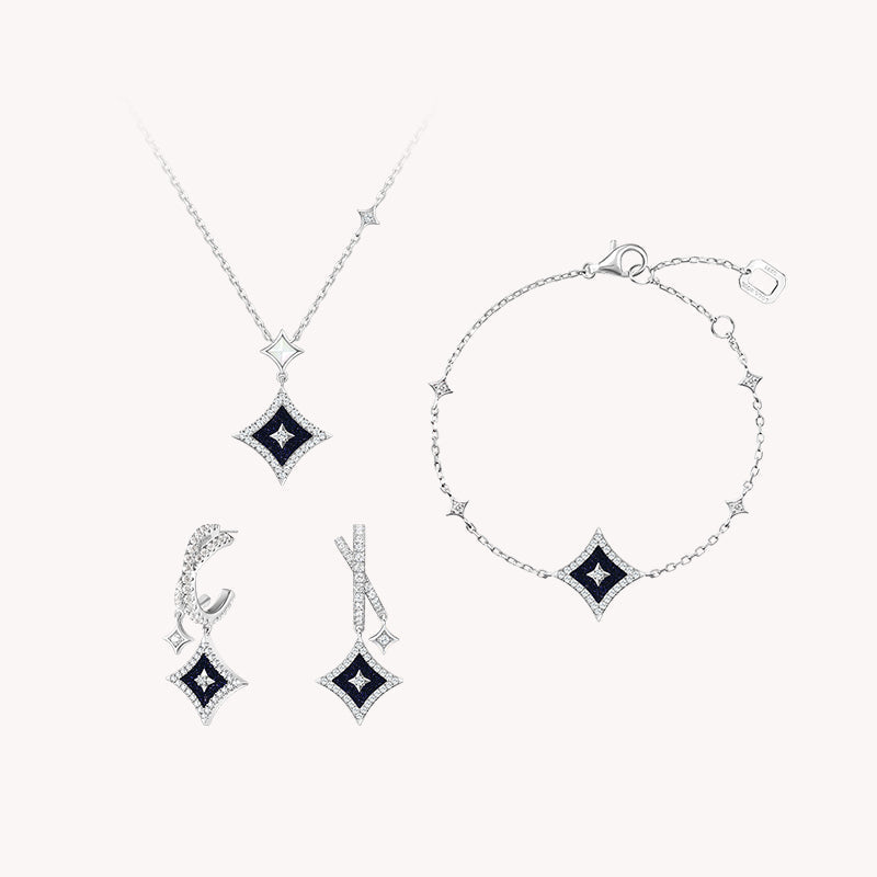 Blue Sandstone Necklace & Earrings & Bracelet Gift Set