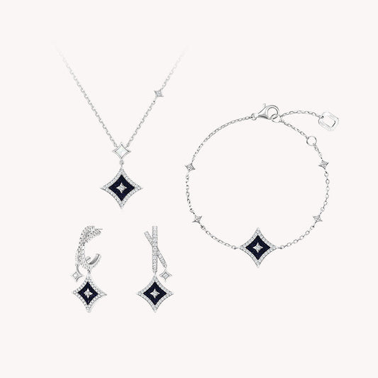 Blue Sandstone Necklace & Earrings & Bracelet Gift Set