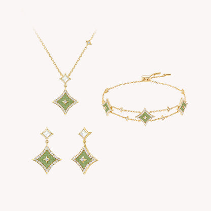 Aventurine Necklace & Earrings & Bracelet Gift Set