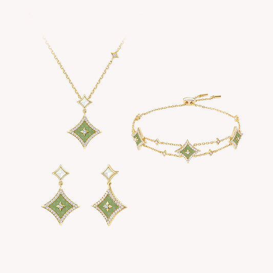 Aventurine Necklace & Earrings & Bracelet Gift Set