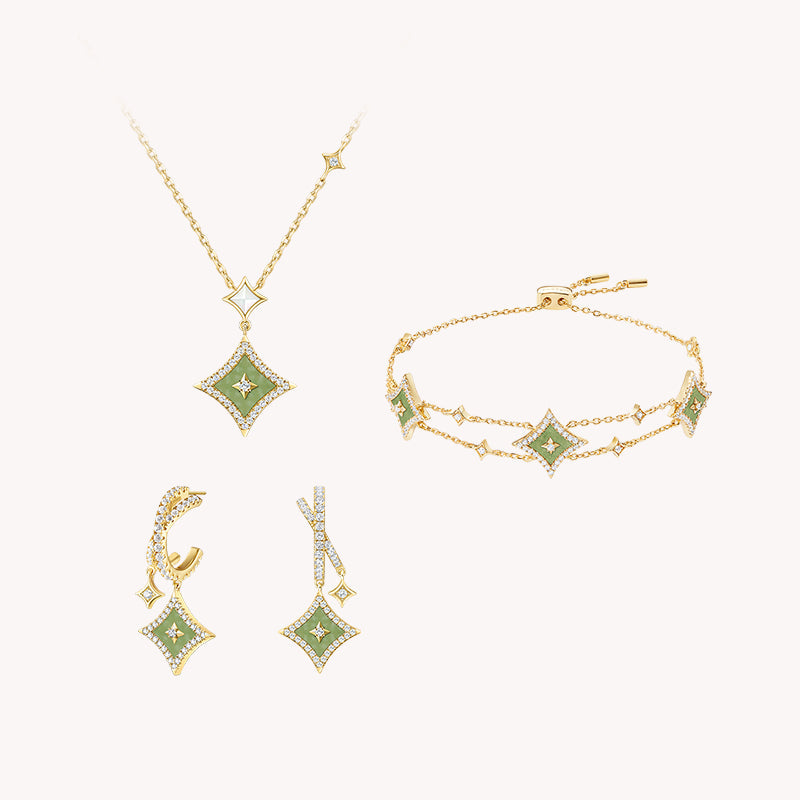 Aventurine Necklace & Earrings & Bracelet Gift Set