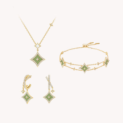 Aventurine Necklace & Earrings & Bracelet Gift Set