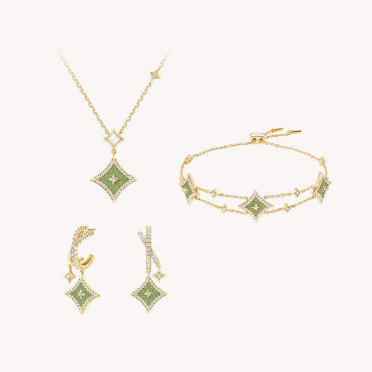 Aventurine Necklace & Earrings & Bracelet Gift Set