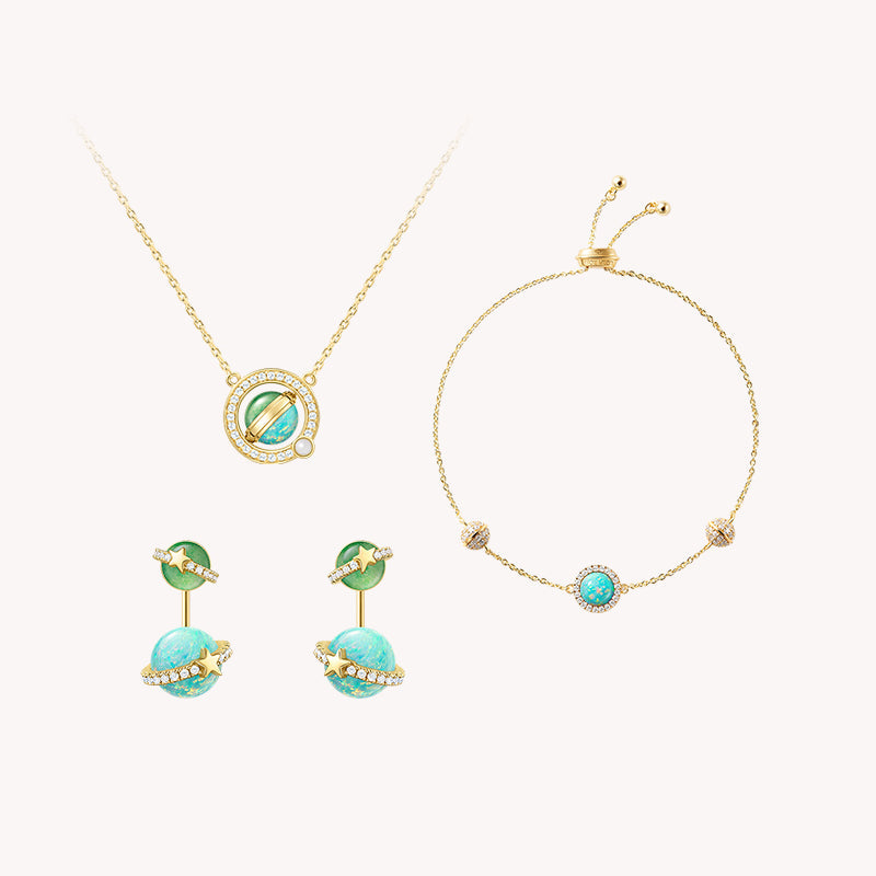 Heliocentric Opal Necklace & Earrings & Bracelet Gift Set