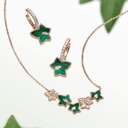 [New In] Malachite Bead Necklace, 5-leaf motif