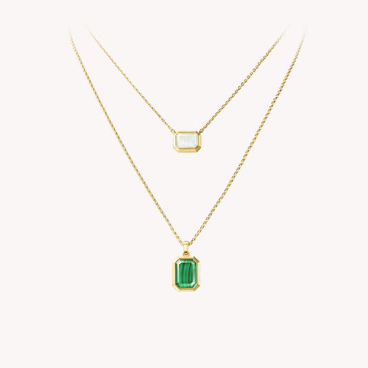 Ms. Lola Malachite & Mother-of-Pearl Necklace Set
