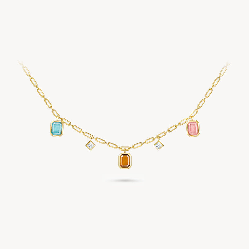 Ms. Lola Tri-Color Gemstone Necklace