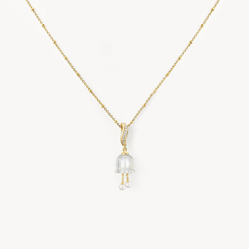 Blossom Lily of the Valley Necklace with Freshwater Pearl